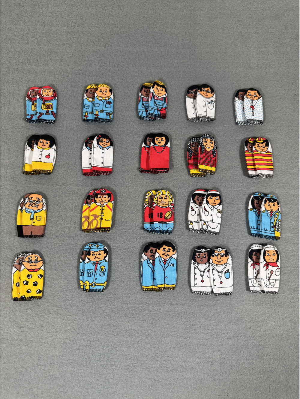 VINTAGE Dexter Educ. Cloth Finger Puppets COMPLETE Set of 40